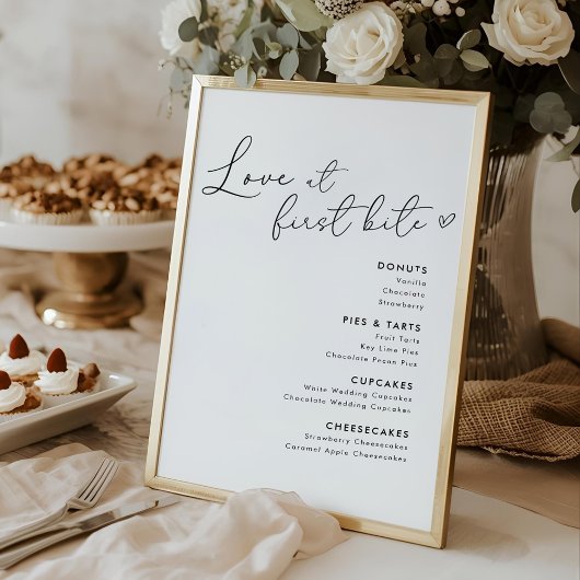 Trouwmenu Bord 'Liefde Op Het Eerste Gezicht' Poster