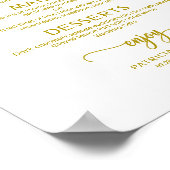 Trouwmenu Bord Rustiek Chic Gouden Kalligrafie Poster (Hoek)