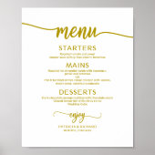Trouwmenu Bord Rustiek Chic Gouden Kalligrafie Poster (Voorkant)