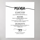 Trouwmenu Bord Rustieke Chic Calligrafie Poster (Voorkant)