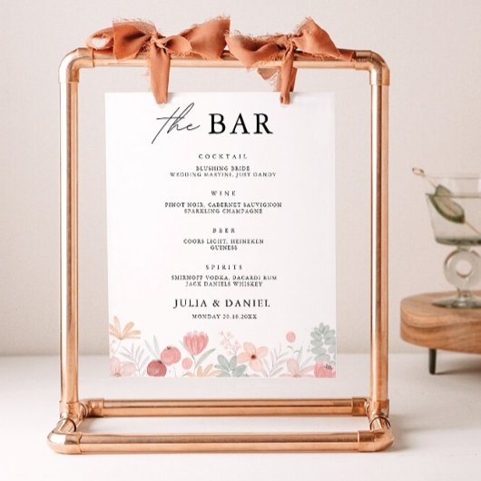 Trouwmenu Bord Sjabloon Wildflower Poster