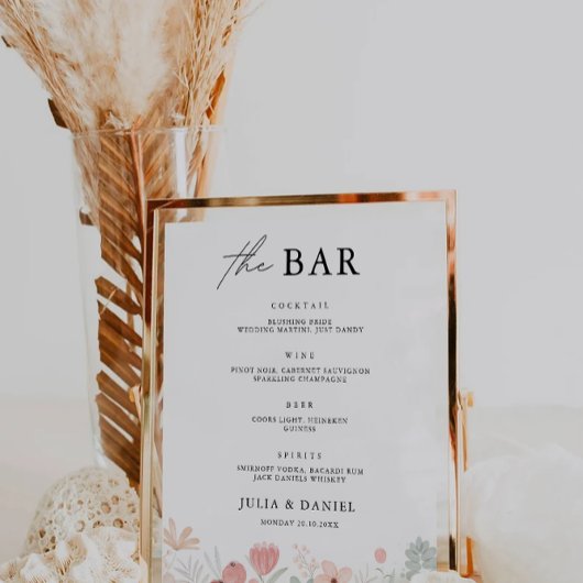 Trouwmenu Bord Sjabloon Wildflower Poster