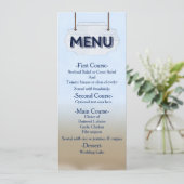 Trouwmenu bord wit houten strand bruiloft menu (Staand voorkant)