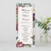 Trouwmenu Ceremonie Bloom Bloem Vlinder Programmakaart (Staand voorkant)