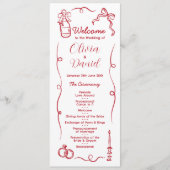 Trouwmenu Ceremonie Hand getrokken grillig Programmakaart (Voorkant)