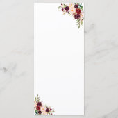 Trouwmenu Charm Burgundy Red Marsala Bloem Menu (Achterkant)