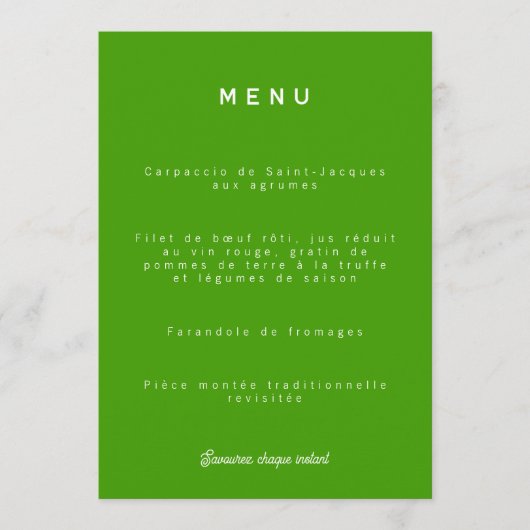 Trouwmenu Colorus - Citroen Groen Menu (Voorkant)