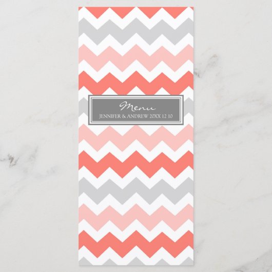 Trouwmenu Coral Grey Chevron Menu (Achterkant)