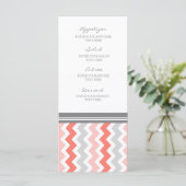 Trouwmenu Coral Grey Chevron Menu (Staand voorkant)