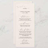 Trouwmenu Crème met ingetogen elegant design Menu (Voorkant / Achterkant)