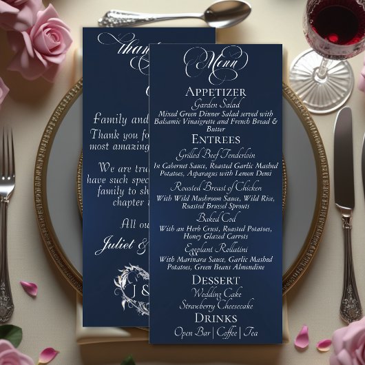 Trouwmenu & Dank je wel - Blauw Menu