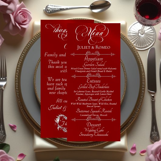 Trouwmenu & Dank je wel - Rood Menu