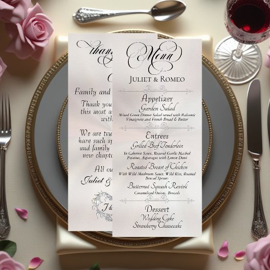 Trouwmenu & Dank je wel - Witte Parel Menu