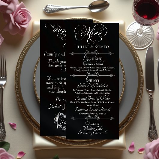 Trouwmenu & Dank je wel - Zwart Menu