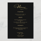 Trouwmenu Eenvoudig Elegant Goud Folie en Zwart Menu (Voorkant)