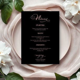 Trouwmenu Eenvoudig Elegant Roze Goud Zwart Menu