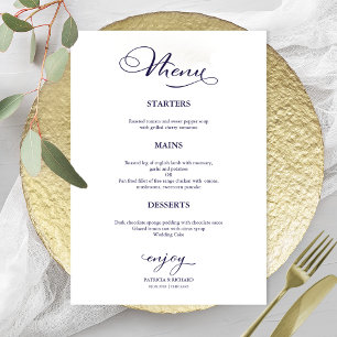 Trouwmenu Eenvoudige Elegante Calligrafie Menu