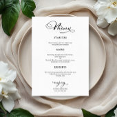 Trouwmenu Eenvoudige Elegante Calligrafie Menu