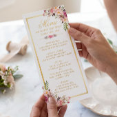 Trouwmenu Elegant Chic Gouden Frame Bloemen Menu