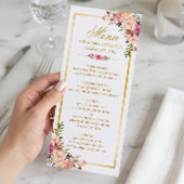 Trouwmenu Elegant Chic Gouden Frame Bloemen Menu