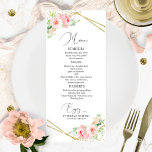 Trouwmenu Elegante Geometrische Roze Bloem Menu<br><div class="desc">Een eenvoudig chic huwelijksmenu kaartje met kalligrafie. Ik bied een gratis aanpassingsdienst aan,  als u vragen of speciale verzoeken heeft,  neem dan gerust contact met me op.</div>