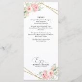 Trouwmenu Elegante Geometrische Roze Bloemen Menu (Achterkant)