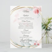 Trouwmenu | Elegante roze blush pioen Menu (Staand voorkant)