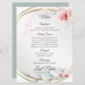 Trouwmenu | Elegante roze blush pioen Menu (Voorkant / Achterkant)