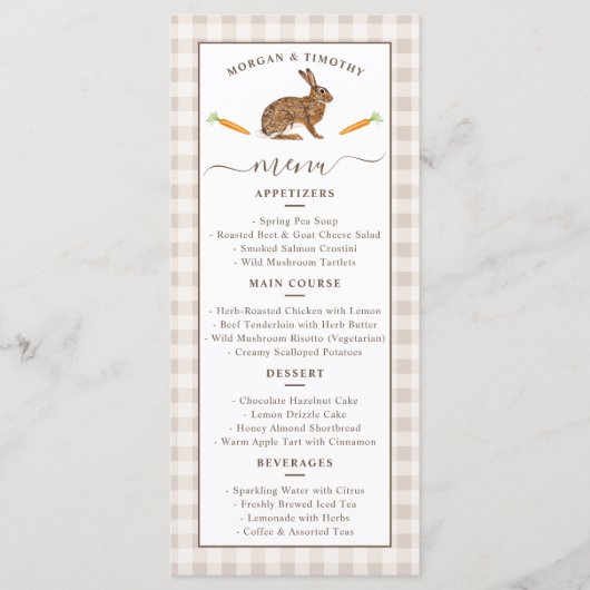 Trouwmenu Fantasie Beige Boshaas Menu (Voorkant)
