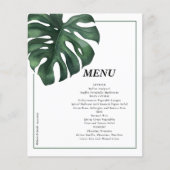 Trouwmenu Flyer met tropisch palmblad op budget (Voorkant)