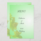 trouwmenu, gele tulpbloemen menu (Voorkant / Achterkant)