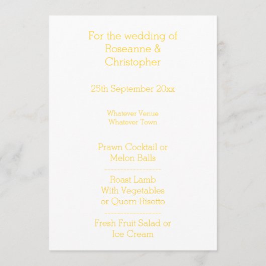 Trouwmenu Gele Vlinder Menu (Achterkant)