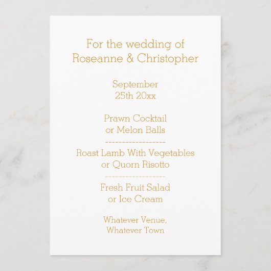 Trouwmenu Gold Hearts Menu (Achterkant)