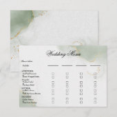 Trouwmenu Goud gedempt salie groen RSVP Kaartje (Voorkant / Achterkant)