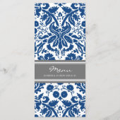 Trouwmenu Grijs Blauw Damaskpatroon Menu (Achterkant)