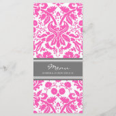 Trouwmenu Grijs Roze Damast Patroon Menu (Achterkant)