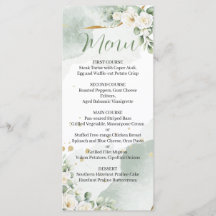 Trouwmenu Groen en Goud Elegante Bloemen