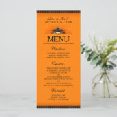 Trouwmenu Halloween Sinaasappel & Zwart LIEFDE Menu (Staand voorkant)