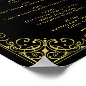 Trouwmenu in art deco-stijl met zwart en goud poster (Hoek)