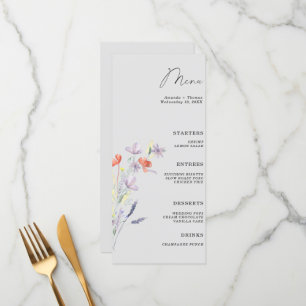 Trouwmenu in bloemrijke boho-stijl menu