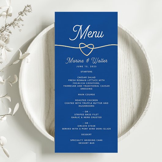 Trouwmenu in Koninklijk Blauw Menu