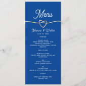 Trouwmenu in Koninklijk Blauw Menu (Voorkant)