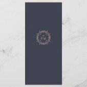 Trouwmenu in Navy Blauw Barok Stijl Menu (Achterkant)