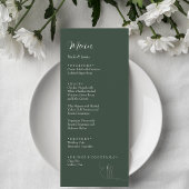 Trouwmenu in vale groen en wit eenvoudig diner menu