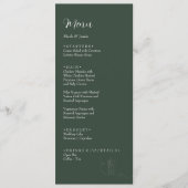 Trouwmenu in vale groen en wit eenvoudig diner menu (Voorkant)
