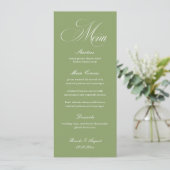 Trouwmenu kaart in saliegroen (Staand voorkant)