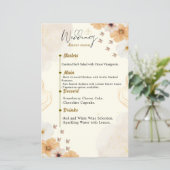 Trouwmenu Kaart met Cream Floral Design (Staand voorkant)