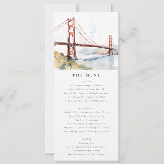 Trouwmenu kaart van de San Francisco Golden Gate B (Voorkant)