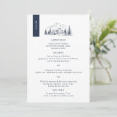 Trouwmenu kaart voor Navy Winter Mountain (Staand voorkant)