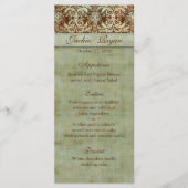 Trouwmenu Kaarten Damask Bruin Groen (Voorkant)